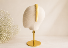 Load image into Gallery viewer, Butter Yellow Satin Fascinator Headband with Birdcage Veil "Holly"