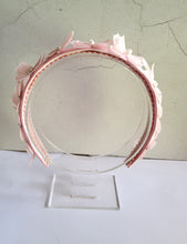 Load image into Gallery viewer, Pink Butterfly Satin Alice Headband Fascinator - with Pearlised beads