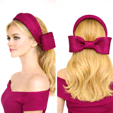 Load image into Gallery viewer, Cerise Pink Sinamay Bow Headband Fascinator | Statement Back Bow Wedding &amp; Race Hat  "Cherry"