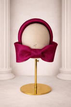 Load image into Gallery viewer, Cerise Pink Sinamay Bow Headband Fascinator | Statement Back Bow Wedding &amp; Race Hat  "Cherry"