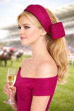 Load image into Gallery viewer, Cerise Pink Sinamay Bow Headband Fascinator | Statement Back Bow Wedding &amp; Race Hat  "Cherry"