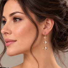 Load image into Gallery viewer, Champagne Beaded Drop Clip On Earrings – Gold Tone