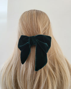 Silk Velvet Bow Hair Clip, 12 cms Wide,