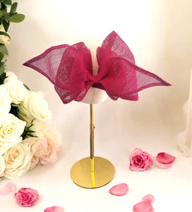 Large Pink Bow Fascinator, Back bow hatinator, 45 cms wide, colour options