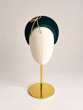 Load image into Gallery viewer, Dark Green Velvet Halo Headband with Champagne Diamante Bow