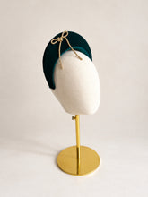 Load image into Gallery viewer, Dark Green Velvet Halo Headband with Champagne Diamante Bow