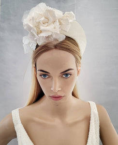 Ivory Flower Fascinator Headband, Halo Crown