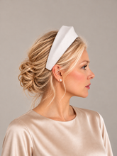 Load image into Gallery viewer, Ivory Wool Crepe Ridged Headband – Bridal Wedding Fascinator