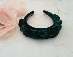 Plaited Silk Velvet Padded Headband, Woven Headpiece,