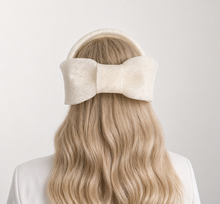 Load image into Gallery viewer, Ivory Ridged Headband Fascinator with Back Bow | Elegant Occasion Headpiece "Cherry"
