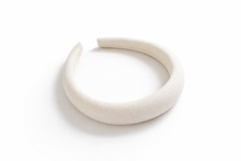 Load image into Gallery viewer, Ivory Wool Crepe Padded Headband – Rounded Bridal Hairband