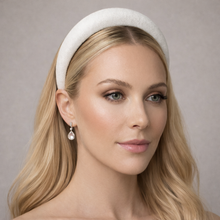 Load image into Gallery viewer, Ivory Wool Crepe Padded Headband – Rounded Bridal Hairband
