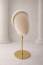 Load image into Gallery viewer, Ivory Wool Crepe Padded Headband – Rounded Bridal Hairband