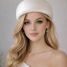 Load image into Gallery viewer, Ivory Silk Pillbox Headband | Bridal Wedding Hat &amp; Race Day Headpiece