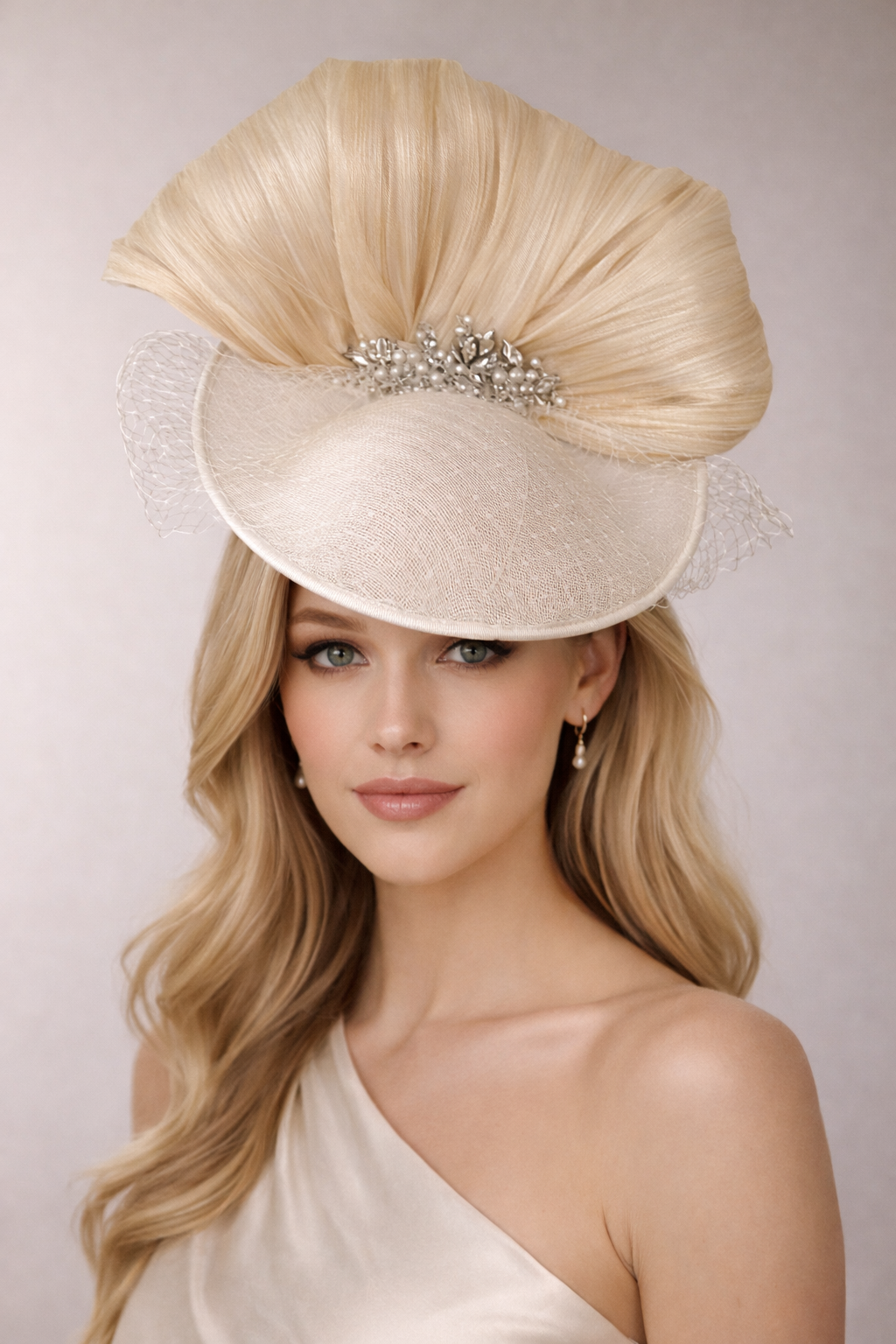 Ivory Silk Abaca Fascinator Hat | Couture Wedding & Races