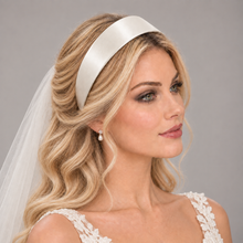 Load image into Gallery viewer, Ivory Silk Satin Headband, Bridal Alice Band, 4 cm Wide
