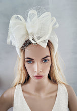 Load image into Gallery viewer, Big Ivory Bow Fascinator Headband