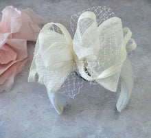 Load image into Gallery viewer, Big Ivory Bow Fascinator Headband