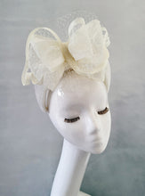 Load image into Gallery viewer, Big Ivory Bow Fascinator Headband