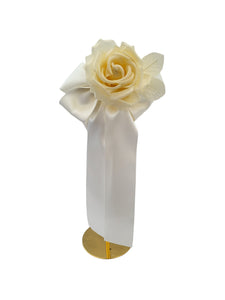 Ivory Bow Flower Fascinator on a sinamay base with hair clip,