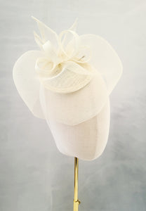 Ivory Fascinator Hat, With veil, Small Percher Hatinator