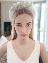 Load image into Gallery viewer, Ivory Velvet Bridal headband fascinator,