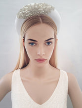 Load image into Gallery viewer, Ivory Velvet Bridal headband fascinator,