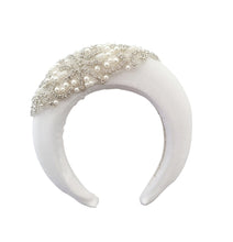 Load image into Gallery viewer, Ivory Velvet Bridal headband fascinator,