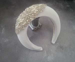 Ivory Velvet Bridal headband fascinator,