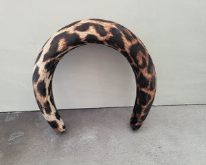 Leopard Animal Print Extra Wide Padded headband, Velvet Headpiece, 7 cms  or 8 cms Wide