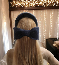 Load image into Gallery viewer, Bow Ridged Headband Fascinator with Back Bow "Cherry"