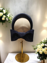 Load image into Gallery viewer, Bow Ridged Headband Fascinator with Back Bow "Cherry"