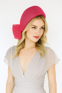 Fuchsia Pink Headband Fascinator, with Back Bow, 10 cms wide