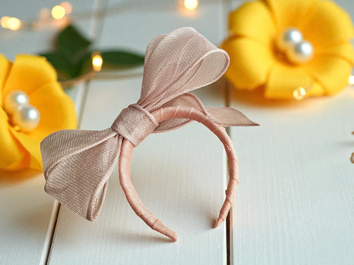 Pink and Silver Bow Headband Fascinator – Statement Occasion Hat
