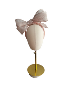 Pink and Silver Bow Headband Fascinator – Statement Occasion Hat