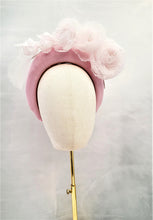 Load image into Gallery viewer, Chiffon Flower Headpiece Fascinator with pearlised beads