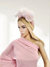 Load image into Gallery viewer, Chiffon Flower Headpiece Fascinator with pearlised beads