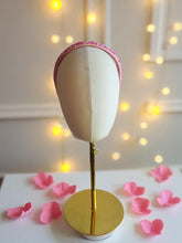 Load image into Gallery viewer, Pink Glitter Beaded Satin Alice Headband 15mm wide