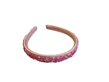 Load image into Gallery viewer, Pink Glitter Beaded Satin Alice Headband 15mm wide