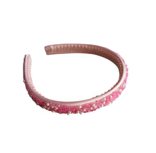 Load image into Gallery viewer, Pink Glitter Beaded Satin Alice Headband 15mm wide
