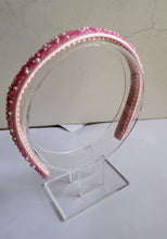 Load image into Gallery viewer, Pink Glitter Beaded Satin Alice Headband 15mm wide
