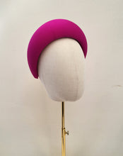 Load image into Gallery viewer, Magenta Pink Extra Wide Poufy Padded headband, Bump Headpiece, 8 cms wide, Fascinator