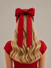 Load image into Gallery viewer, Red Satin Back Bow Headband Fascinator "Milly"
