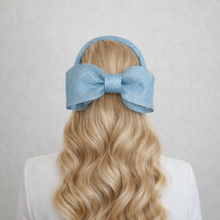 Load image into Gallery viewer, Pale Blue Bow Headband Fascinator, with Back Bow, 5.5 cm wide