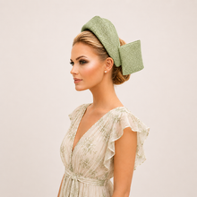 Load image into Gallery viewer, Mint Green Fascinator Headband with  Back Bow "Cherry"