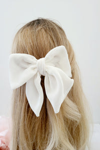 Silk Velvet Bow Hair Clip, 12 cms Wide,