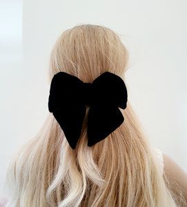 Silk Velvet Bow Hair Clip, 12 cms Wide,