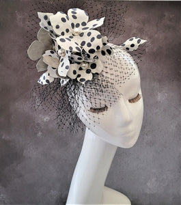 Black and White Dotty Flower Fascinator