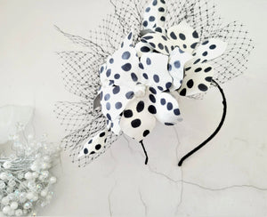Black and White Dotty Flower Fascinator