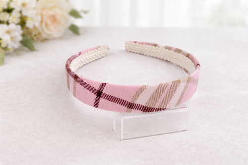 Burberry Pink Trim Check Headband Burberry Check cotton headband in multicoloured - Burberry  main image 3
